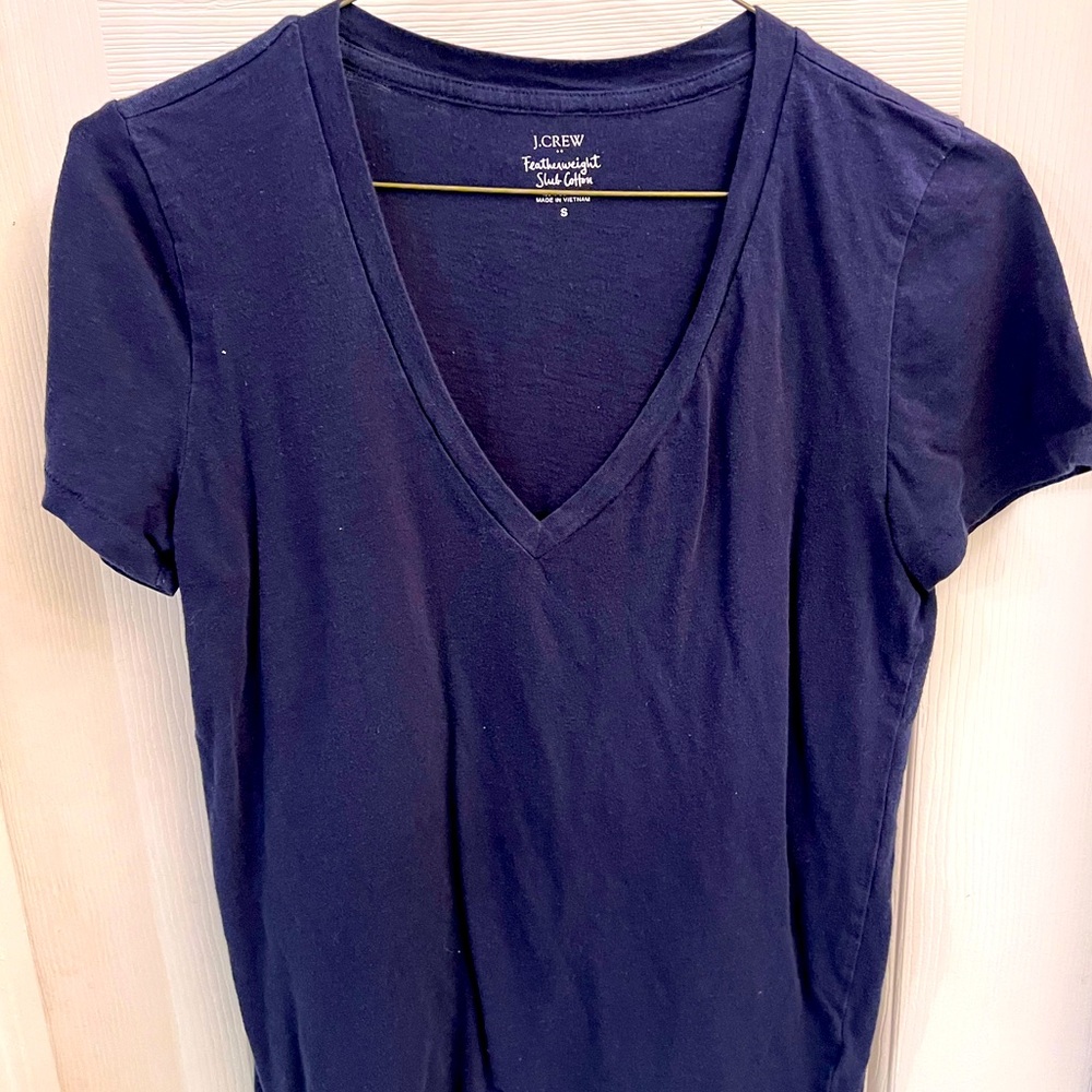 J. Crew Womens Tee Shirt Featherweight Slub Cotton Short Sleeves Blue Small